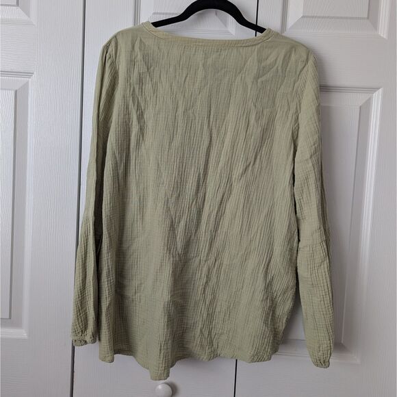 Astrologie Green Cotton Gauze Long Sleeve Top | Women’s Large - Picture 4 of 4